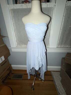 Aidan Mattox Light Blue Strapless High-Low Chiffon Mini Dress Size 2